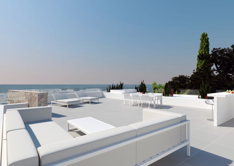 Villa under construction on seafront, above the Port Adriano with spectacular sea view.
